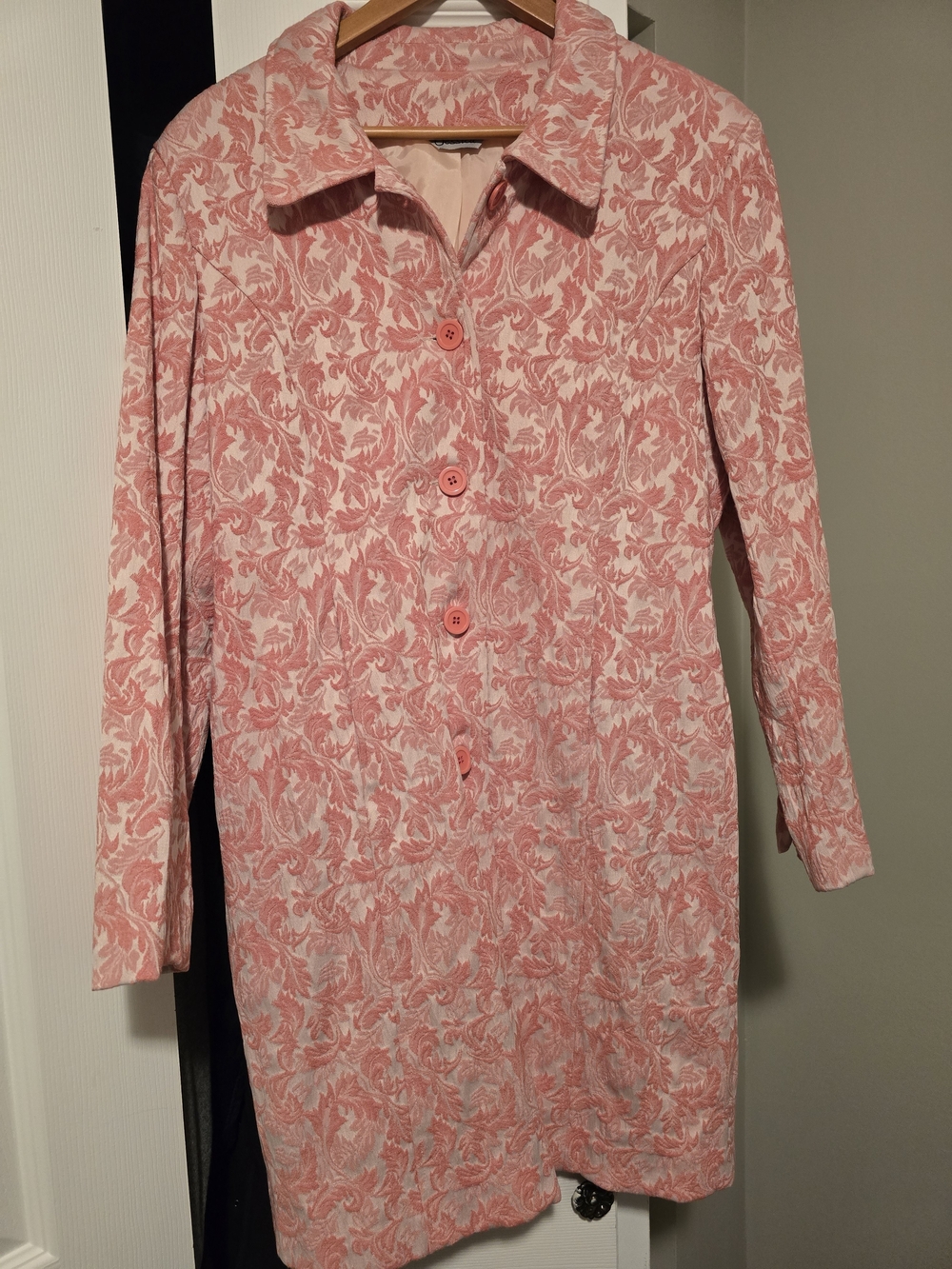 Y2K Vintage Jessica Pink Floral Long Sleeve Button Front Dress